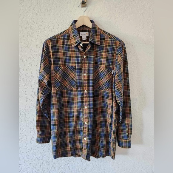 Carhartt Men’s Plaid Button Down Long Sleeve Size Medium - Picture 1 of 7